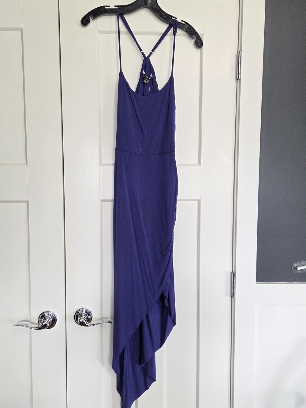 le chateau Deep Purple Asymmetrical Maxi Dress